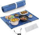 COSTWAY Warming Mat for Food, Portable Silicone Heating Mat with 3 Temperature Levels & 4 H Timer, Storage Bag, Child Lock, Rapid Heating, Electric Food Warming Tray for Buffet Party Gatherings, Blue