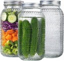 WELLIFE 3 Pack 64 oz Mason Jars Wide Mouth,Large Mason Jars for Pickling, Canning, Fermenting and Food Storage, Microwave & Dishwasher Safe