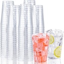 100 Pack Plastic Cups, 12 oz Clear Disposable Cups, Heavy-duty Party Glasses, Hard Plastic Party Cup Bulk, Disposable Wine Cup Cocktail Glasses for Weddings Birthday Christmas Parties