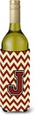 Caroline's Treasures CJ1061-JLITERK Letter J Chevron Maroon and Gold Wine Bottle Hugger Bottle Cooler Sleeve Hugger Machine Washable Collapsible Insulator Beverage Insulated Holder