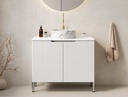 30" Bathroom Vanity with Ceramic Sink, Freestanding Bathroom Storage Cabinet with 2 Doors and Carrara White Sintered Stone Counter Top, with Sink Hole Cover and Drain (White)