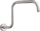 HarJue S Shaped Shower Arm, High Rise Shower Head Extension Pipe Standard 1/2" Connection with Flange, Awesome Shower Experience-Stainless Steel Bathroom Accessory(13 Inch Z-S Shape, Brushed Nickel)