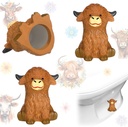Honeydak 2 Pack Toilet Bolt Caps Decorative Highland Cow Toilet Bolt Screw Covers Cute Ceramic Bathroom Decor Fun Themed Gadgets Bathroom Replacement Parts