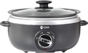 ICOOK USC-65-OP001BK 6.5 Quart Slow Cooker,Aluminium Sear/Sauté Stew Pot Stovetop safe,Dishwasher Safe,Glass Lid,Adjustable Temp,Food Warmer(Black)