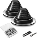 #3 Metal Roof Vents Flashing, Pipe Roofing Boots Kit for Houses Fits Pipe Od 1/4" to 5", High Temp Silicone Roof Jacks Include Roofing Screws & Hex Socket and Scissors - 2 Pcs, Black