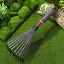 Gardening Hand Rake, Small Garden Stainless Steel Hand Tiller, Ergonomic Handle Rake Garden Tools for Dead Leaf, Cultivating, Loosening, Perfect for Maintaining a Raised Garden (Black)