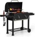 Thaweesuk Shop New Black Oversize Charcoal BBQ Grill Barbecue Portable Charcoal Liftable Tray Backyard Patio Steel Large Foldable Outdoor Cooker Smoker Cooking Offset Household 64.5"L x 26"W x 49"H