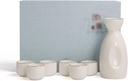 Sake Set Japanese Sake Cup Set with Package Traditional Handmade Ceramics Porcelain Pottery Cups Crafts Sake Set 7 Piece,Matte White (Phnom Penh + White