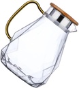 Diamond-cut Glass Water Pitcher with Handle and Lid Large Capacity Cold Water Kettle for Iced Tea and Juice Lightweight Glass Carafe with Anti-drip Spout Microwave Safe