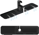 5° Slope Kitchen Sink Faucet Mat, Kitchen Sink Splash Guard, Silicone Material Easy to Clean, 24*5.5 inch Large Size, Suitable for Bathroom, Laundry Room and RV,black