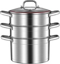 Steamer/stockpot, 304 Stainless Steel Household 3-layer Steamer, Food-grade Large Steamer (28CM) for Induction Cooker Gas Stove