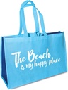The Beach Is My Happy Place Sea Blue Reusable Eco-Friendly Oversized Tote