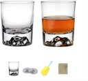 Mt. Fuji Glass Tumbler Glass Pair Set, Set of 2, Popular, Whiskey Glass, Rock Glass, Japanese Sake, Wedding, Father's Day, Mother's Day, Overseas, Gift (2 Pieces + Paulownia Box)