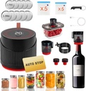 4 in 1 Electric Mason Jar Vacuum Sealer Kit,Kitchen Must Haves Can Sealer Machine for Food Storage Vacuum Bag Box Wine Bottle 8oz and 16oz Mason Jars(black, 84max