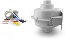 RadonAway GP501 Radon Fan & Install kit: Two 3"x3" White Couplings & U-Tube Vacuum Gauge & Radon System Labels