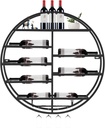 Round Wall Mounted Wine Rack with Glass Holder, 23.6 Inch Vintage Wine Rack Rack Modern Floating Wine Bottle Organizer Wine Storage Display Shelf for Home Bar Dining Room Decor