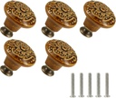 Brown Ceramic Knobs 10 Pack Flower Drawer Pulls Vintage Cabinet Knobs - Antique Dresser Pulls with Screws for Closet Drawer Cupboard Cabinet and DIY Home Project