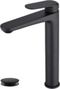 Contemporary Black Single Handle One Hole Bathroom Vessel Sink Faucet Commercial, Lavatory Vanity Vessel Sink Mixer Tap Tall Spout Deck Mount Plumbing Fixtures