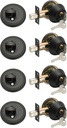 MECCANIXITY Keyed Alike Single Cylinder Deadbolt Door Lock Round Entry Front Door Handle Sets for Door Thickness 1.2-2 Inch (Black, Pack of 4)