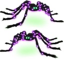 Halloween Spider Decorations 4ft Light Up Giant Spider(2 Pack) with Green Lighted Eyes for Indoor Outdoor Halloween Decorations Yard Party House Décor