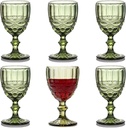 Vintage Glassware Green Drinking Glasses set of 6 Stemmed Water Goblets Colored Wine Drinkware 10 OZ for Wedding Party Bar Christmas