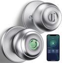 GeekTale Fingerprint Door Lock for Bedrooms, Fingerprint Door Knob with Lock, Smart Door Lock, App Control, Back-up Keys, Thumbprint Door Knob for Bedrooms, Office, Apartment