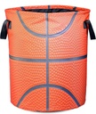 Basketball Texture Laundry Basket Ball Foldable Waterproof Oxford Cloth Funny Tote Bag Laundry Hamper Clothes Storage Bucket Toy Organizer For Bathroom/Laundry Storage/Bedroom 17.7x13.7 Inch