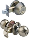 Single Cylinder Deadbolt Entrance Entry Door Knob Lock Combo Set Bronze