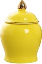 BESTonZON Ceramic Tea Canisters with Lid Vintage Chinese Style Ginger Jar Porcelain Temple Jar Decorative Vase Food Storage Jars for Kitchen Spices Tea Coffee Condiment Yellow