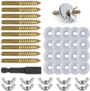 Bird Cage Hardware - 10 Sets of Screws, Washers, Wing Nuts & Drill Tool for Fixing Perch, Food Bowls & Breeding Box