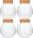 4 Pcs Round Glass Jars with Cork Lid – 17oz Wedding Candy Jar Kitchen Jar, Perfect for Tea, Biscuits, Cereals, Flour, Beans, Spices, Coffee Beans