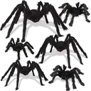 Halloween Spider Decorations, 6 Pack Giant Spider Outdoor Decorations for Halloween, Scary Hairy Realistic Creepy Large Spider Decorations Sets for Indoor, Home, Party, Yard (Black)