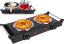 Hot Plate, 2000W Portable Electric Stove for Cooking with Stay Cool Handles & 5 Levels Adjustable Temperature, Countertop Double Coil Burner for Home RV Camp Compatible for All Cookwares,Black
