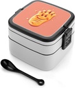 Bento Lunch Box for Women Lunch Containers for Adults Happy Foot Double Layered Lunchbox Large Capacity Bento Box with Cutlery for Work Picnic Camping Travel