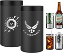 Air Force 4 in 1 Insulated Can Cooler, Stainless Steel Double-Walled Insulator for 12 oz Standard or Skinny Slim Cans, 12 Oz Beer Bottles & Mixed Drinks | USAF 4 in 1 Can Cooler