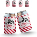 VictoryStore Derby Can Cooler (6 Pack) - Black, White, Red - 12 oz - Foam - Beverage Insulator