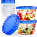 Reusable Freezer Storage Containers [UNIQUE INNOVATIVE DESIGN] 6 Pack-16 Oz Arrow Indicates Easy Opening and Closing of Lid Microwave and Dishwasher Safe,Soup Containers for Oats/Salad