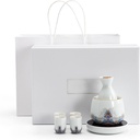 Japanese Ceramic Sake Set with Warmer 7-Piece Includes 1 Sake Pot and 6 Cups Perfect for Hot Sake and Crafts
