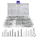 Boatsea 122Pcs Cotter Pin Hair Pin Clevis Pin Assortment Kit,R Clips Retaining Hair Pins Assortment, Including Single Hole Clevis Pin&Split Cotter Pin&R Clip Hitch Pin for Trailer Latch, Zinc-Plated