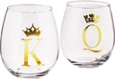 King/Queen Stemless Glasses (Set of 2), Clear