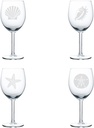 Set of 4 Wine Glass Goblet Sea Shells Sea Shore Collection (10 oz)