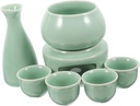 Unomor Japanese Sake Cup Set Ceramic Warmer Liquor Drinking Cup Hot Saki Bottle Stove Top