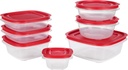 Rubbermaid EasyStore Square and Round Containers, 14-Piece Set, Food Storage Containers, Food Storage Containers with Lids