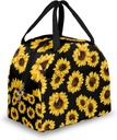 Cute Sunflowers Lunch Bags Women Girls Cute Florals Insulated Lunch Box Lunchbox Cooler Tote Bag Lunch Container Organizer Zipper Meal Prep Lunch Boxes for Teens Kids Adults School Work