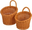 Cabilock 2Pcs Hanging Basket for Onions Garlic and Ginger Wall Mounted Kitchen Storage Organizer Space Saving Pantry Hanging Basket Woven Vegetable Storage 6.88X6.1X5.11 Inches