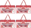 Mikinona 4pcs Christmas Cupcake Boxes Window Red Portable Holders for Muffins Pastries Sturdy Design for Easy Carrying and Packaging