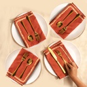 Folkulture Cloth Napkin | Set of 4, 18 inches | Kitchen Table Decor - Reusable Cotton Party Napkin | Burnt Orange, Beige Embroidered Christmas Party Napkin| Cocktail Fall Dinnerware Accessory