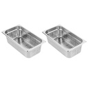 Hotel Pans, 2-Pcs 1/3 Size 4" Deep, Anti-Jam Perforated Stainless Steel Steam Table Pan, Commercial Stainless Steam Pan for Restaurant Hotel