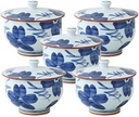 Set of 5 Sencha with Lid, Dyed Flower Crest Lid, 3.7 x 3.1 inches (9.5 x 8 cm), 6.1 fl oz (180 cc), Arita Ware Reinforced Japanese Tableware, Sake Cup, Restaurant, Inn, Commercial Use