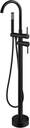 Aolemi Floor Mount Bathtub Faucet Freestanding Tub Filler Standing High Flow Shower Faucets Shower Mixer Taps, Swivel Gooseneck Spout with Cylinder Handheld Matte Black